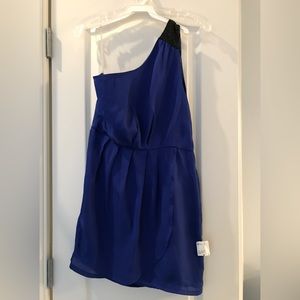 NEW party dress sequins on shoulder Royal Blue w/black. Small fit but me…